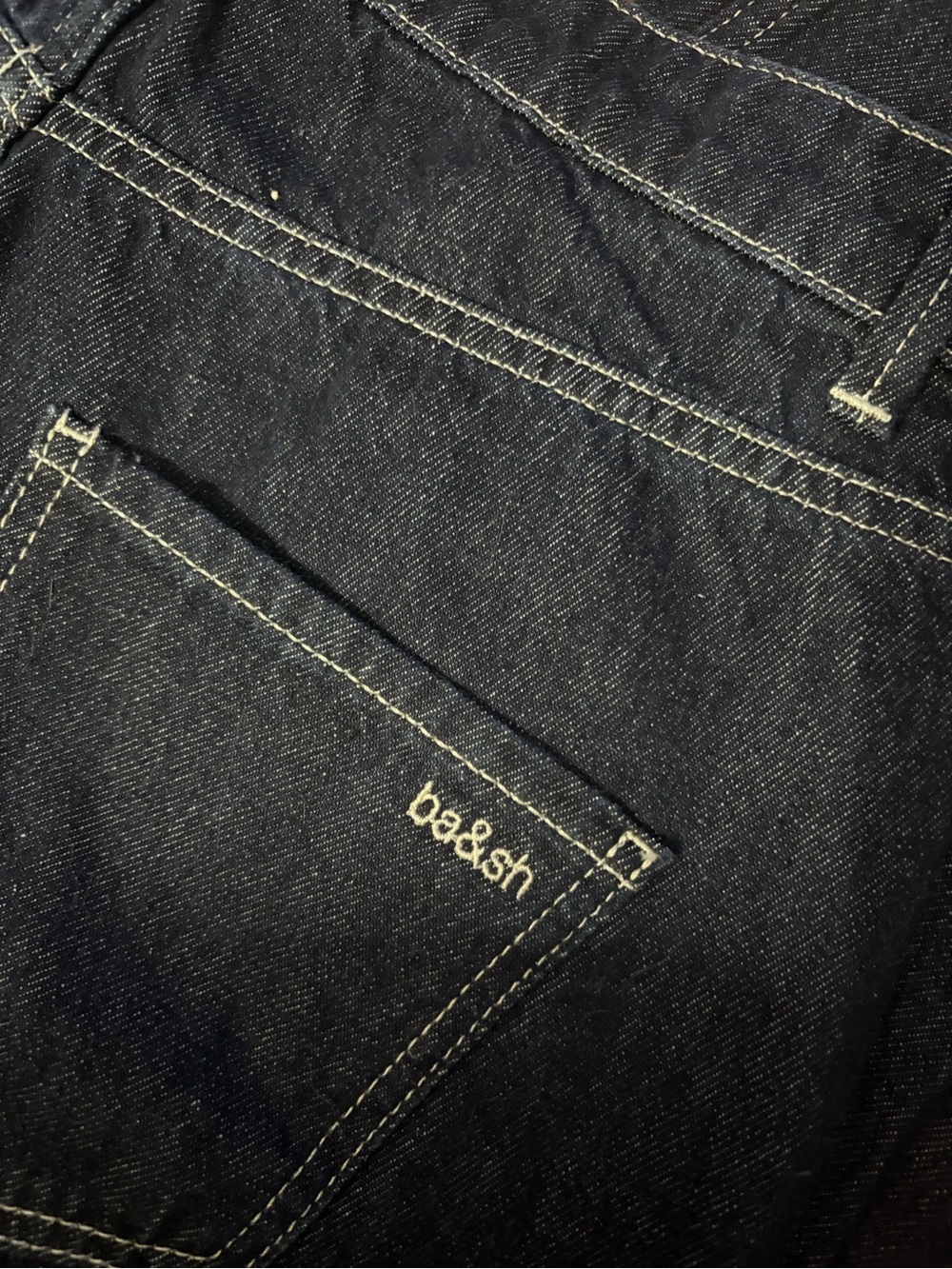 ba&sh Women’s Sz 8 ELTON Mom Jean Dark Indigo organic raw denim finish high rise - Picture 6 of 11